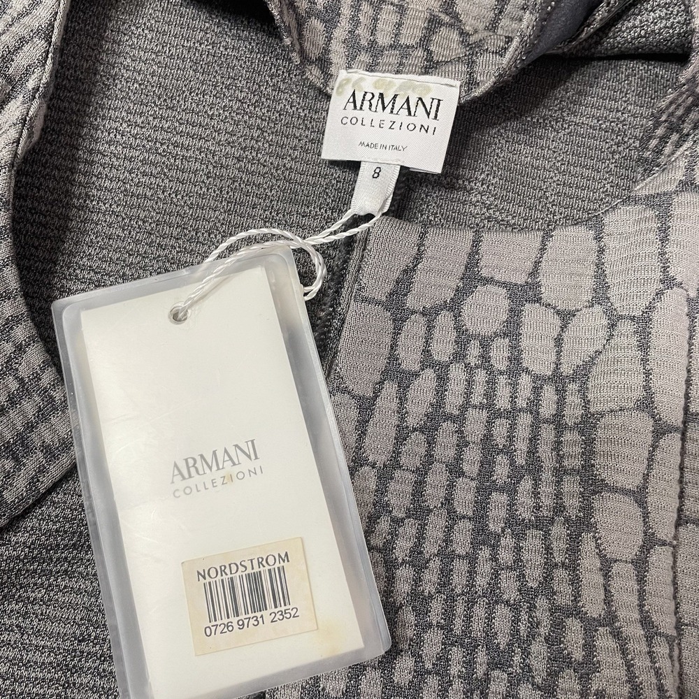 ARMANI COLLEZIONI Gray Textured Belted Blazer Jacket Women's Size 8 - Picture 4 of 8